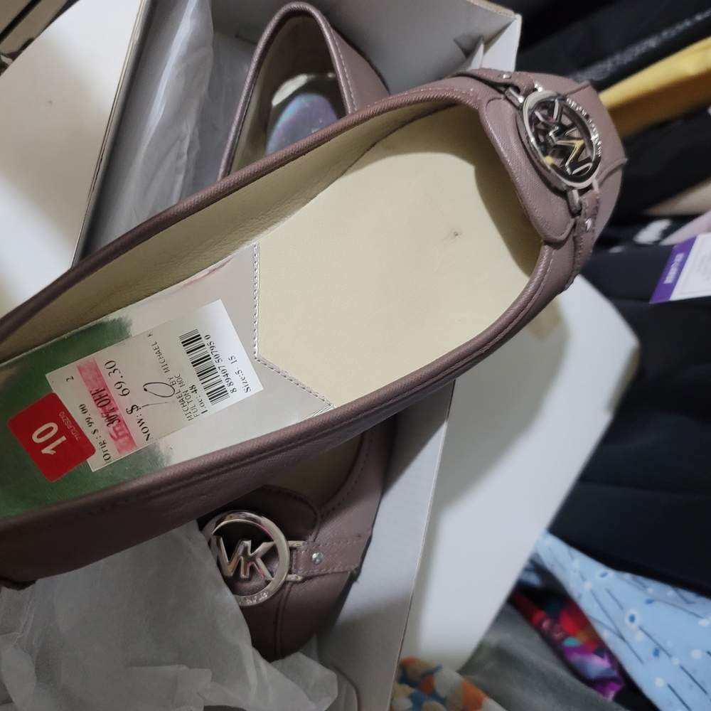 Michael Kors Women's Taupe Flats with Logo Charm